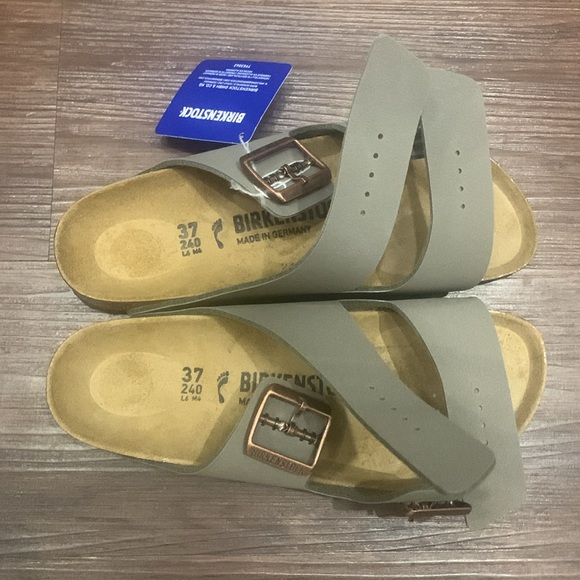 NEW Birkenstock Unisex Arizona Regular Fit Gray Birko-Flor Sandals Size 6/37 - Picture 7 of 7